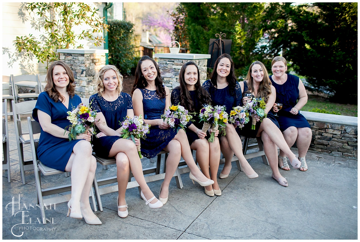 bridesmaids chillin with some wine