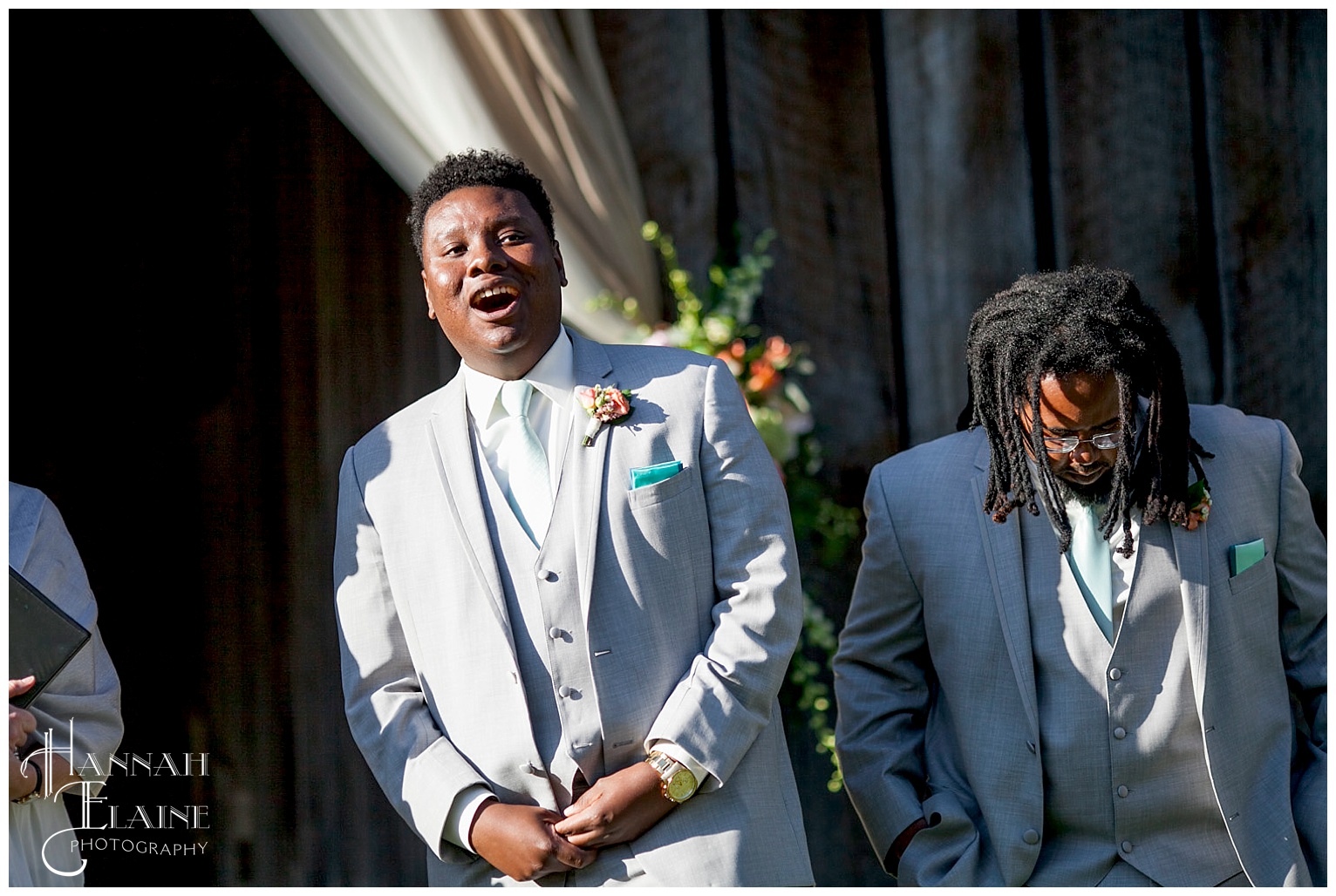 groom reacts to seeing his bride for the first time