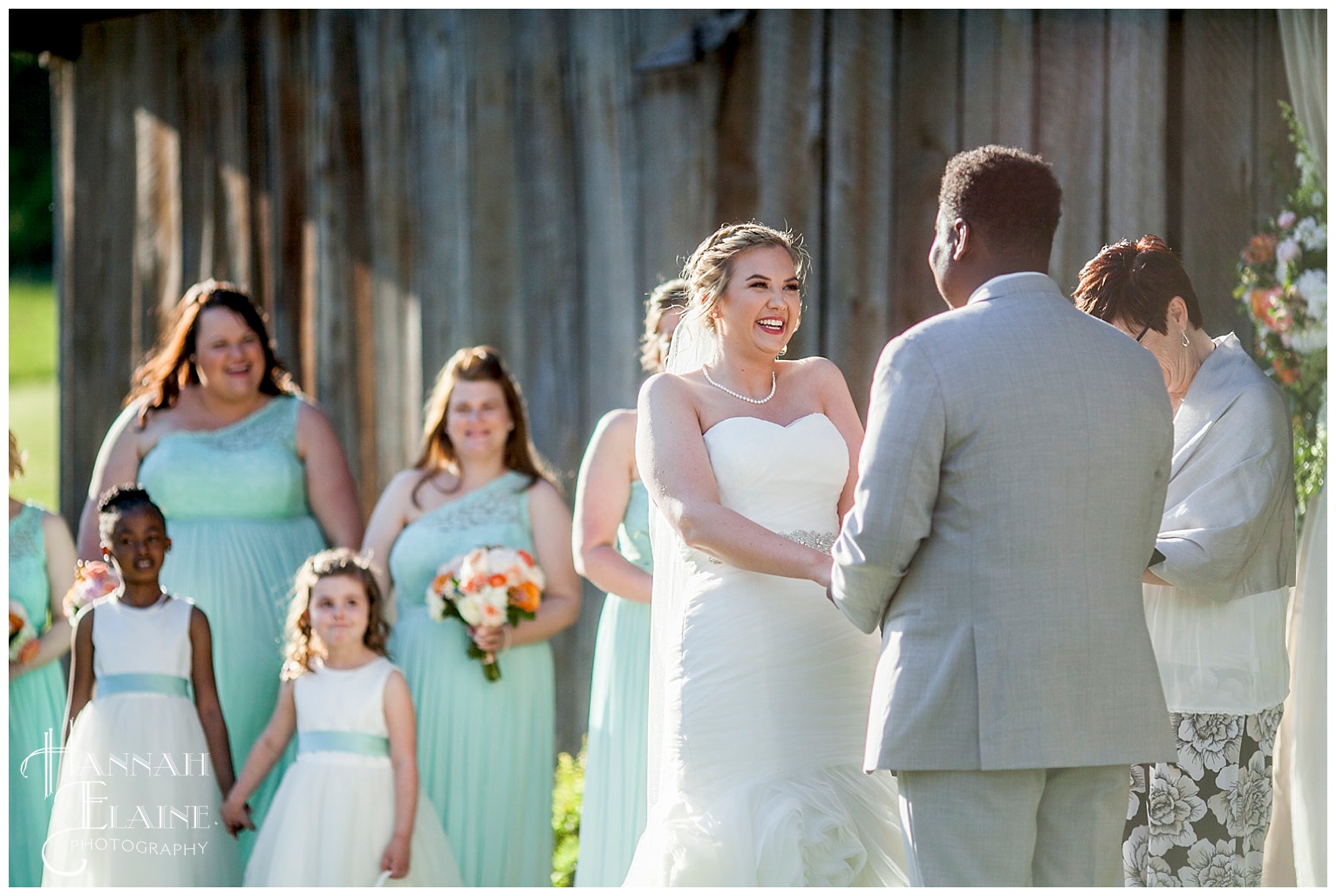 giggles during the ceremony