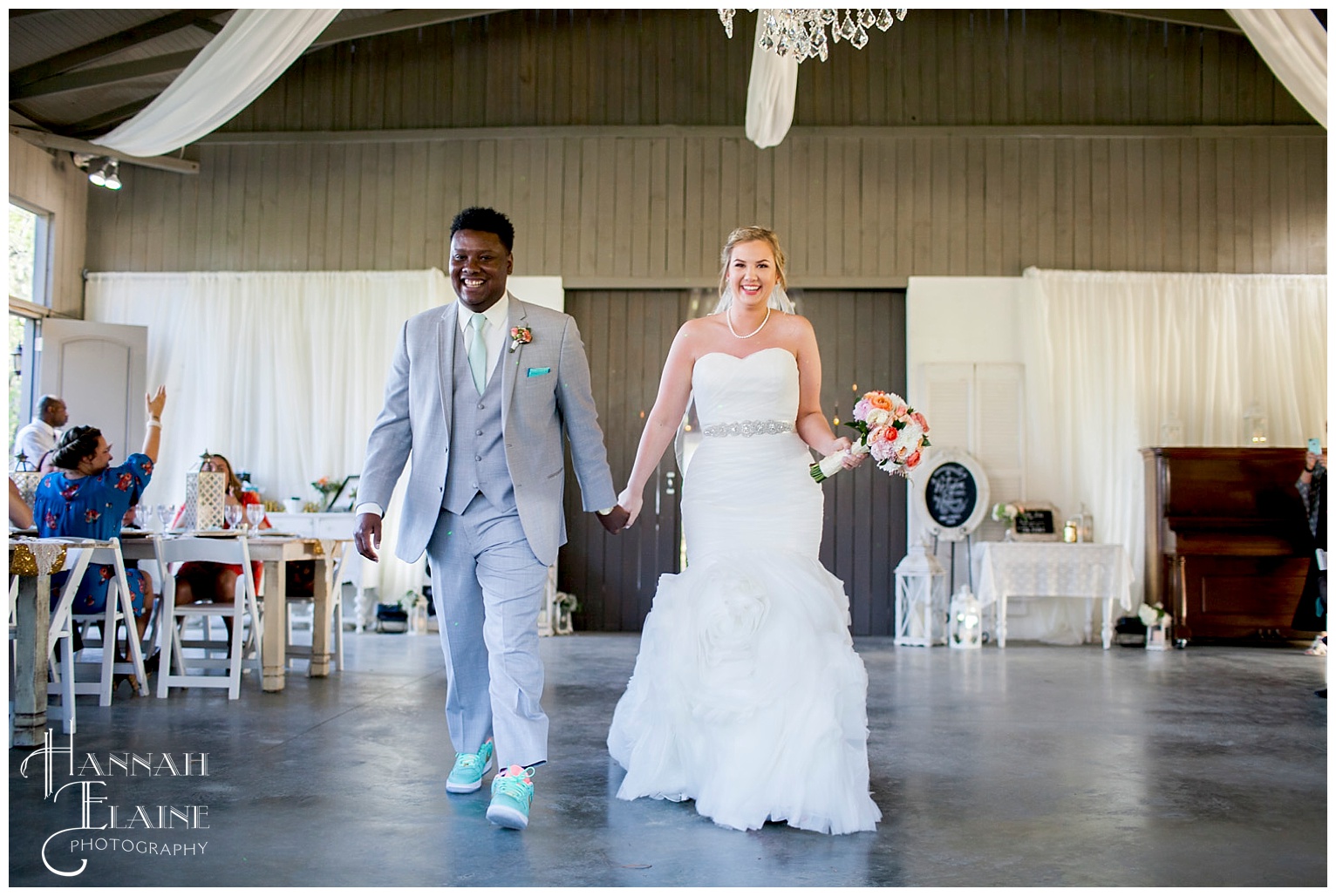 entering the reception