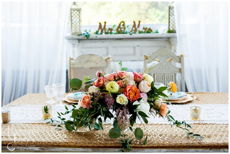 beautiful spring floral arrangement on head table