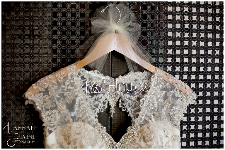bride's custom wedding dress hanger