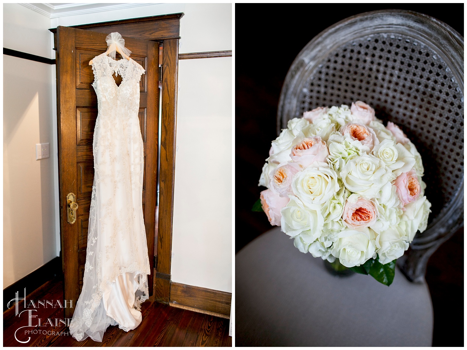 dress and bouquet