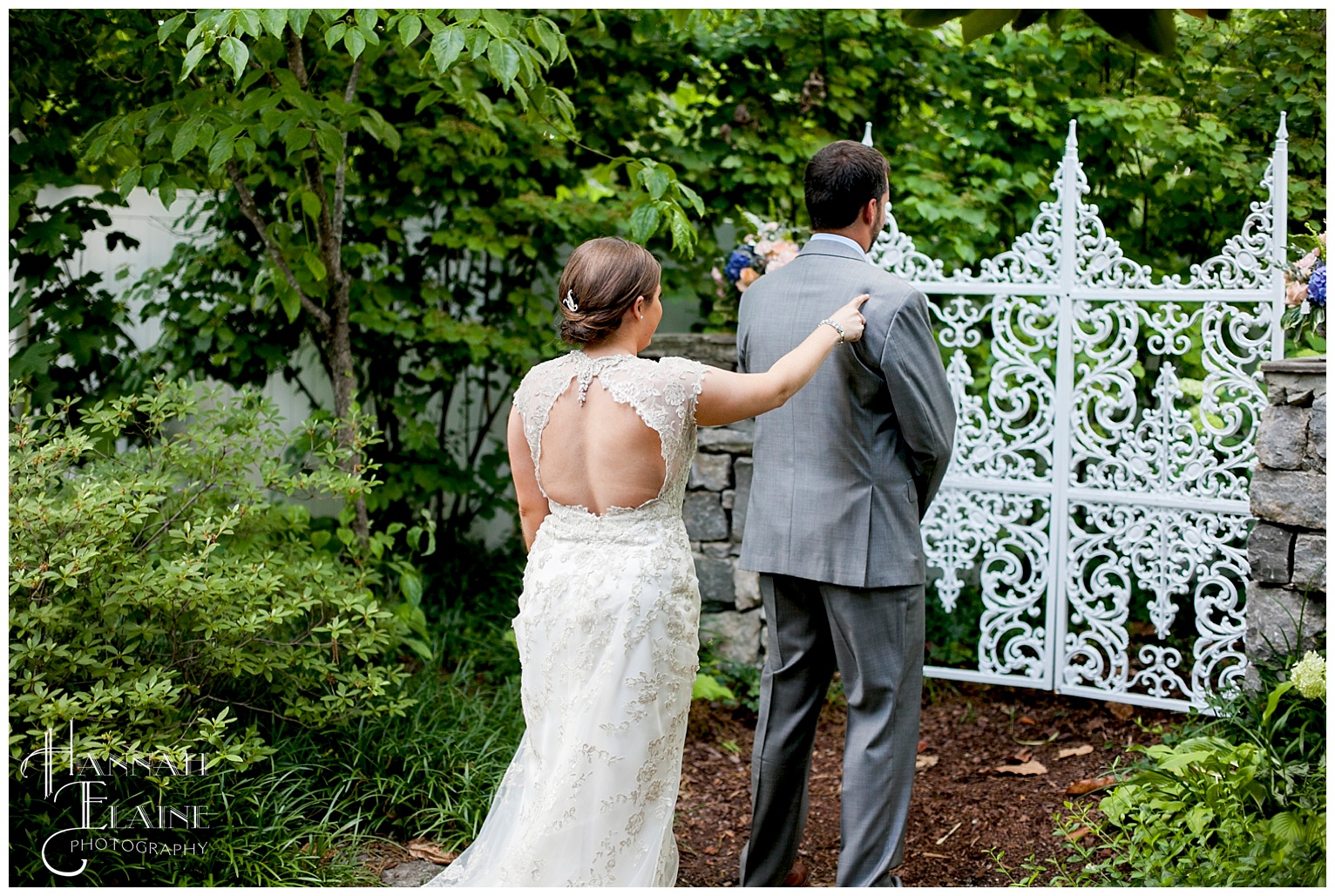 bride taps groom on the shoulder