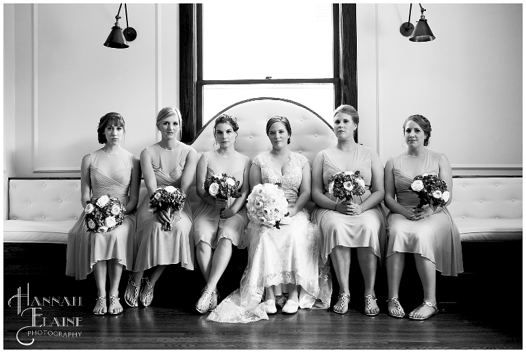 classic bridesmaids in black and white