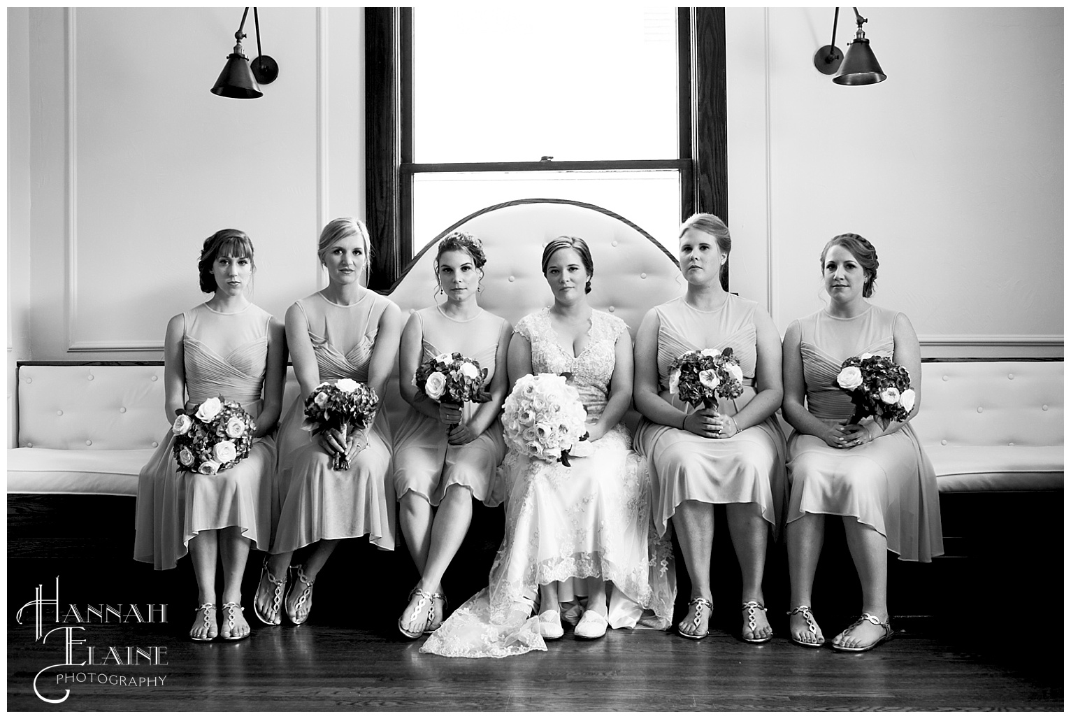 classic bridesmaids in black and white