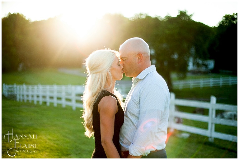 engagement photos on the farm in sunset