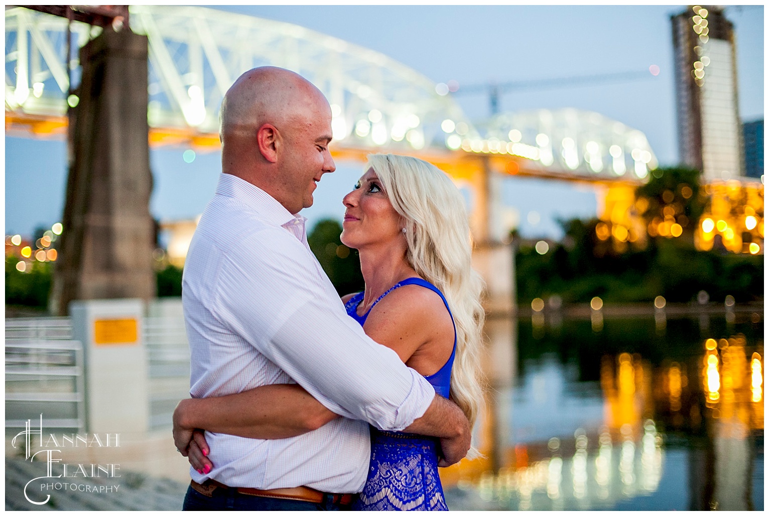 pedestrian bridge engagement sunset session