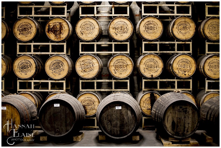 whiskey bourbon barrels at green brier distillery 