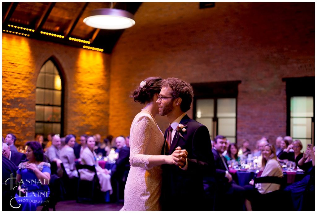 first dance at wedding reception in clementine hall wedding venue