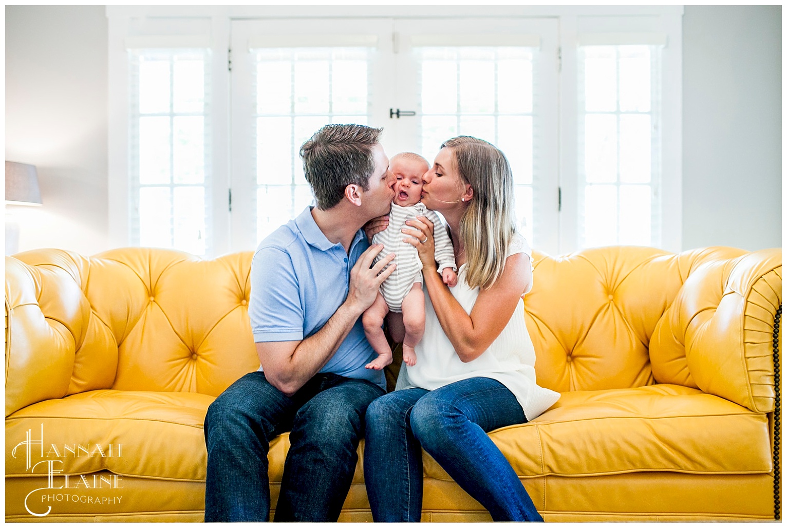 quirky leather orange couch in east nashville family shoot